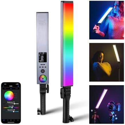 NEEWER RGB Light Wand with 2.4G/APP Control, Upgraded 360° Touchable RGBWW Hue Mixer Photography Handheld LED Video Lighting Stick with 2500K-10000K, CRI/TLCI97+, 18 Scenes, 7.4V/31Wh Battery, BH-30S by Neewer