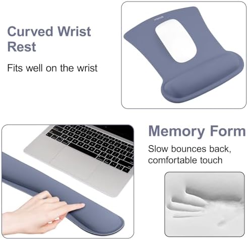 MOSISO Wrist Rest Support for Mouse Pad & Keyboard Set, Navy Lime - Image 5