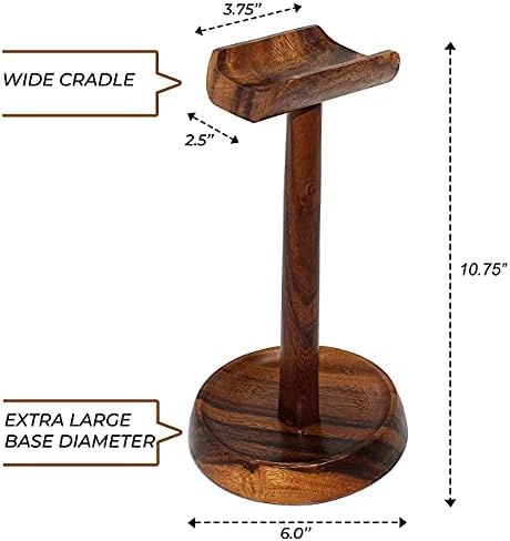 Headphone Stand, Solid Acacia Wood Headset Holder with Tray, Desk Organizer - Image 4