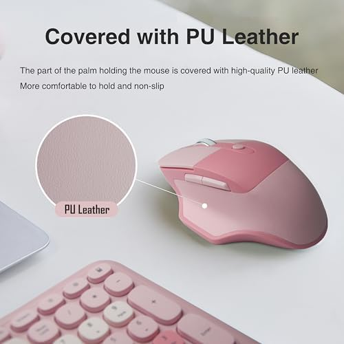 Wireless Ergonomic Keyboard and Mouse Combo with PU Wrist Rest, Carpal Tunnel Keyboard, 2.4G Colorful Split Ergo Keyboard, Comfortable Natural Typing, Compatible with PC/Laptop (Pink) - Image 7