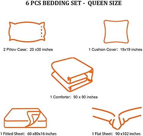 6 Pieces Bed in a Bag for Boys Bedding Sets Queen Size,Gamer Comforter Sets for Kids, Gaming Comforter Set for Boys Room Decor with Flat Sheet,Fitted Sheet,Pillowcase,Cushion Cover - Image 5