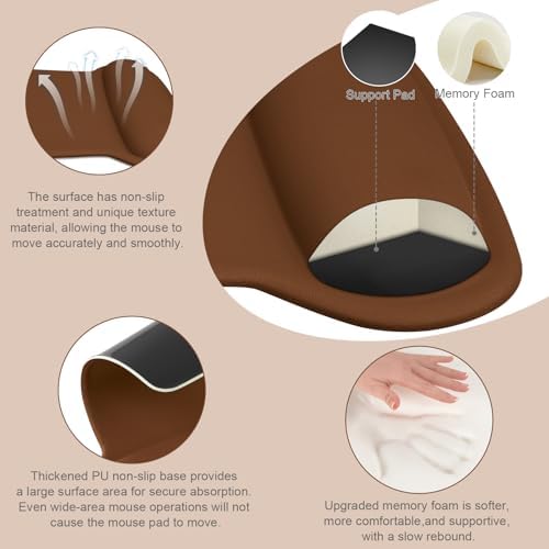 MOSISO Wrist Rest Support for Mouse Pad & Keyboard Set, Brown - Image 2