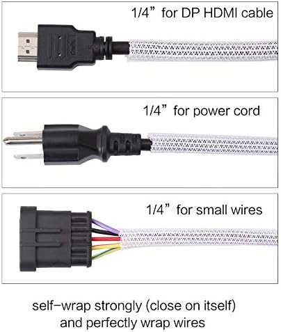 Alex Tech 25ft - 1/4 inch Cord Protector Wire Loom Tubing Cable Sleeve Split Sleeving for USB Cable Power Cord Audio Video Cable - Protect Cat from Chewing Cords - White - Image 3