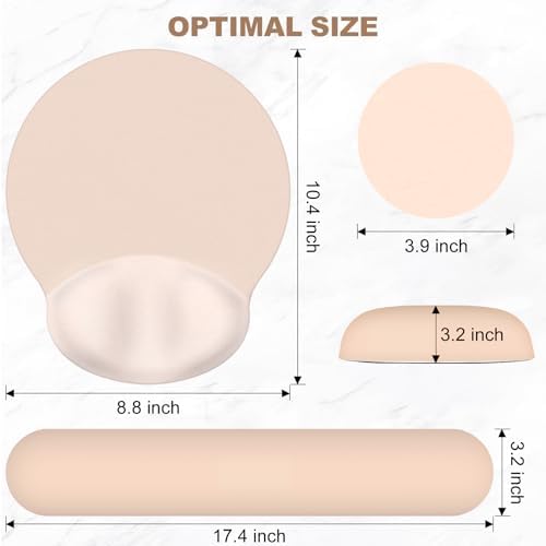 AIMSA Mouse Pad with Wrist Rest Support, Keyboard Wrist Rest Set, Ergonomic Memory Foam Mousepad for Computer Keyboard, Easy Typing and Pain Relief, Apricot - Image 7
