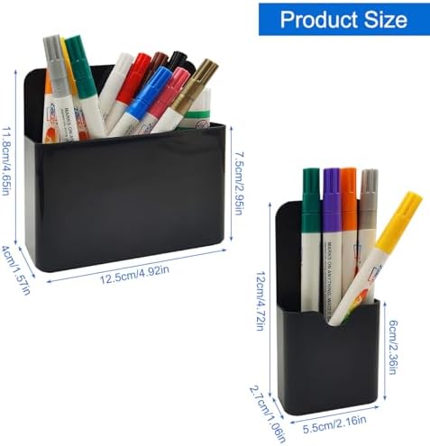 Magnetic Pen Holder 3 Pack, Strong Magnet Dry Erase Marker Organizer with 2 Generous Compartments, Heavy Duty Pencil Cup for Refrigerator Whiteboard Locker, Classroom Office Desk Storage Accessories - Image 2
