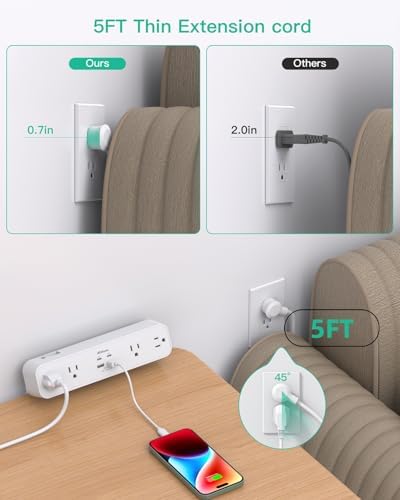 Mifaso PD40W USB C Desk Clamp Power Strip, 1080J Surge Protector - Image 5