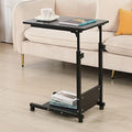 TigerDad Adjustable Height C Table Sofa Side Bedside Table with Wheels, Hospital Bed Table Rolling Tray with Storage, Mobile Computer Desk Laptop Table for Home Use by TigerDad