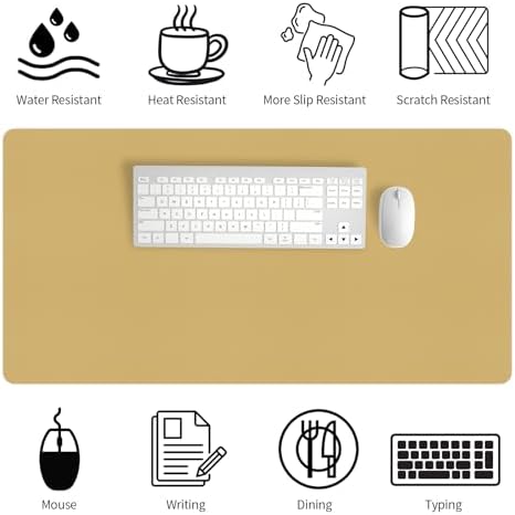Bloss Light Yellow Desk Mat 31.5"x15.7", Desk Matt for Desktop, Waterproof Leather Large Mouse Pad, Computer Mat for Office/Home/Decor - Image 4
