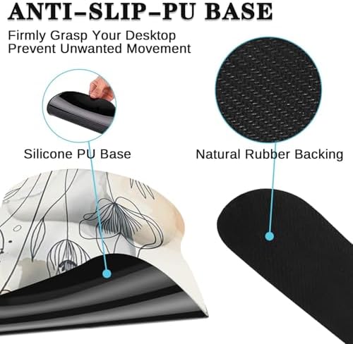 Arttown Keyboard Mouse Pad Set, 4 in 1 Desk Mat Set Botanical Watercolor - Image 5