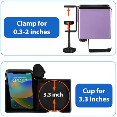 Rosyline 3-in-1 Clip-on Cup Holder for Desk with Desktop Organizer - Image 6