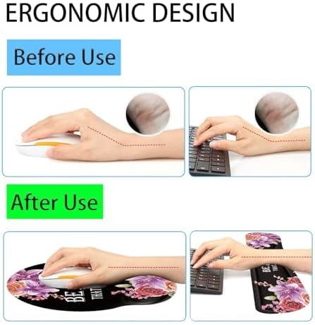 Keyboard Wrist Rest and Mouse Pad Wrist Support Set with Coffee Coaster, Non-Slip PU Base for Gaming and Office, Comfortable & Lightweight for Easy Typing & Pain Relief,Flower Bible Verse Psalm 46-10 - Image 3