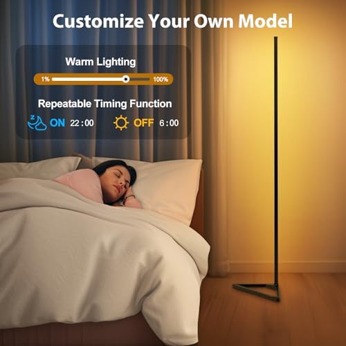 RGBIC Floor Lamp,16 Million Colors LED Floor Lamps 141 cm Lamps for Living Room with Music Sync,Standing Lamp with App and Remote Control,Gaming Ambient Lighting Corner Lamp Bedroom Decor - Image 5
