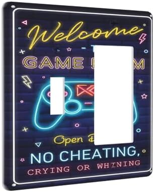Decorative Outlet Covers Welcome to the Game Room Sign 2-Gang Combo Light Switch Cover Plate Single Toggle/Rocker Wall Plate Plug Switch Plate Covers for Bedroom Decor - Image 2