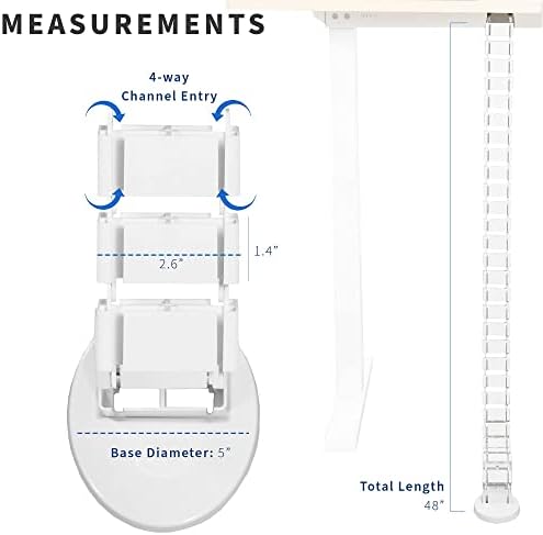 VIVO Under Desk Vertebrae Cable Management Kit, Adjustable Quad Entry Flexible Cord Organizer for Home Office, White, DESK-AC01C-W - Image 2