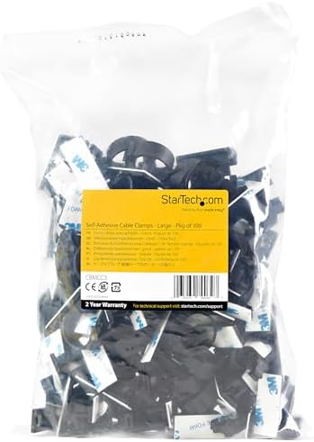 StarTech 100 Adhesive Cable Management Clips, Black, TAA, Sticky (CBMCC3) - Image 7