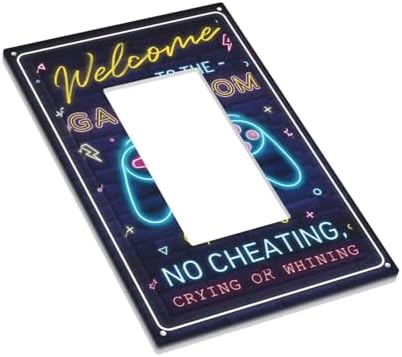 Decorative Outlet Covers Welcome to the Game Room Sign 1 Gang Rocker Light Switch Covers Single Gfci Wall Plate Electrical Receptacle Switchplate Plug Faceplate for Bedroom Decor - Image 3