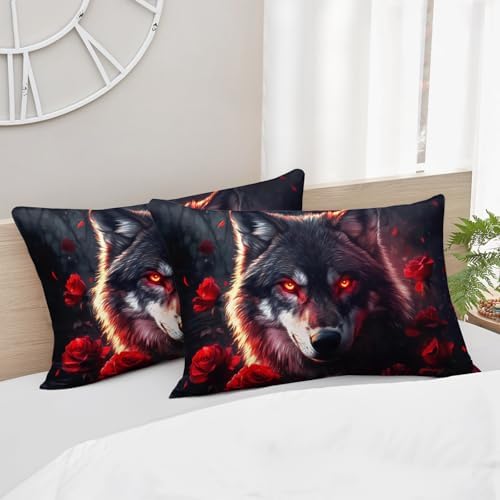 HOSIMA Floral Wolf Bedding Set Full for Teen,1 Fitted Sheet+2 Pillowcases. - Image 7