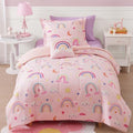 Queen Size Comforter Set for Girls-4 Pieces Rainbow Glow in the Dark by WinkDeerHomeCollection