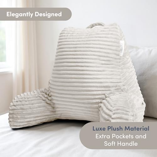 Nestl Reading Pillow with Shredded Memory Foam, Luxe Cut Plush Back Pillow for Sitting Up in Bed, Back and Arms Adjustable Support for Adult & Teens, Backrest Pillows with Washable Cover Linen - Image 2