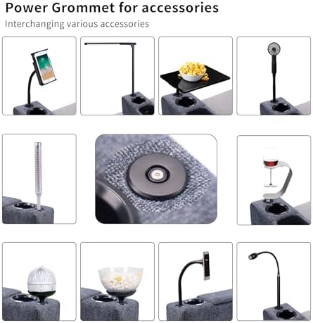 Multifunctional Sofa Armrest, Couch Armrest with Cup Holder, Removable Sofa Caddy with Storage,Equipped with LED Reading Light&Wireless Charge Stand, Navy - Image 5
