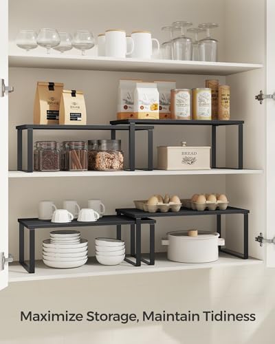 SONGMICS Cabinet Organizer Shelf, Set of 2 Spice Rack, Kitchen Storage - Image 3