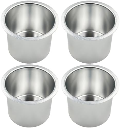 SEETOOOGAMES Jumbo Aluminum Drop-in Poker Table Cup Holder Insert (4pcs Silver) by SEETOOOGAMES