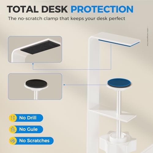 [Upgraded] 25" Extra Large Under Desk Cable Management, Cinati Wire Organizers No Drill, Cable Tray with Clamp for Wire Management, Cord Organization Box for Office, Home - No Damage to Desk(White) - Image 3