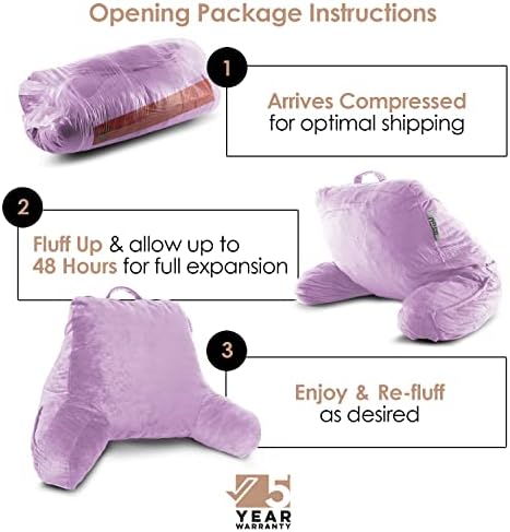 Nestl Reading Pillow with Portable Laptop Lap Desk - Shredded Memory Foam Back Support Pillow for Sitting Up in Bed and Couch Rest Pillows with Arms, Bed Tray Table with Foldable Legs, Lavender - Image 4