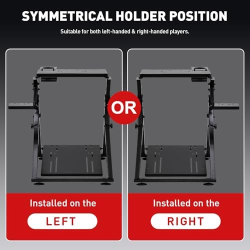 GTPLAYER Sim Racing Wheel Stand Simulator Cockpit Wheel Stand fit for Logitech G25 G27 G29 G920 G923 Thrustmaster T330TS Gaming Stand Wheel Pedals NOT Included, Deep Black With Cup Holder - Image 4