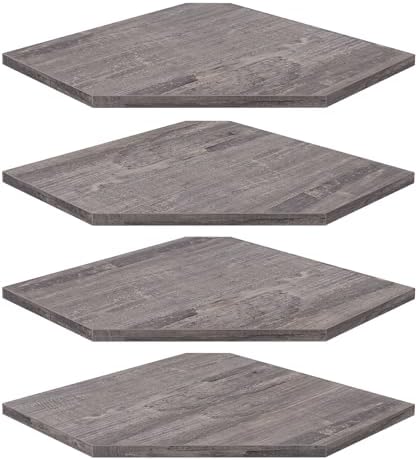 Homode Corner Shelf Wall Mount, Set of 4 Corner Floating Shelves with Cord Hole, Wall Shelf Organizer, Wood Hanging Storage Shelving for Bathroom Bedroom Kitchen, Rustic Grey by Homode