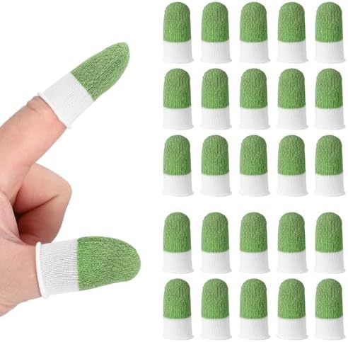 PATIKIL Controller Finger Thumb Sleeve, 40 Pack Mobile Gaming Finger Sleeves Silver Fiber Tip Gloves Anti-Sweat Breathable for Game Phone Touchscreen Devices, Light Green by PATIKIL
