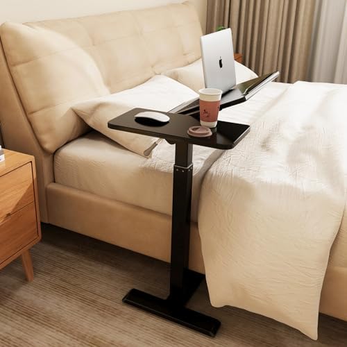 PUNCIA Medical Overbed Table Pneumatic Adjustable Bedside Desk, Black - Image 7