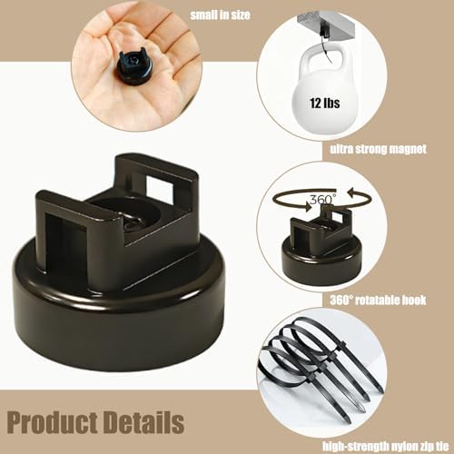 Magnetic Cable Zip Tie Mounts, 25 Pcs Magnets with 100 Pcs Cable Zip Ties, Multipurpose Cable Holder Magnets Magnetic Wire Management Bases with Heavy Duty Zip - Image 4
