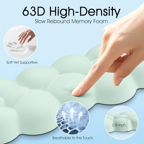 Cloud Wrist Rest Keyboard Cushion and Cloud Mouse Pad, Light Green | 4-in-1 Ergonomic Cloud Keyboard Wrist Rest Set, Memory Foam, Arm Support for Palm, Cute Desk Accessory for PC Gaming Setup - Image 4