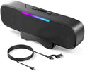 OHAYO Computer Speakers for Desktop PC Monitor, USB Plug-in Laptop Speaker Bar with G-Sensor, BT 6.0, Loud Sound with Deep Bass, RGB Light, Easy Clip-on Design, Volume Knob, USB-C Adapter (Black) by OHAYO