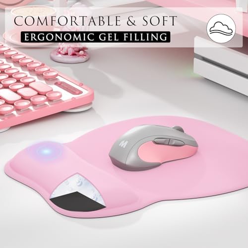 MROCO Ergonomic Mouse Pad with Gel Wrist Rest, 9.4 x 8.1 in, Pale Pink - Image 4