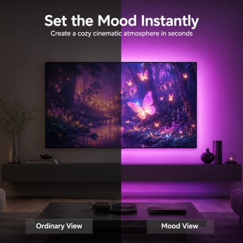 MORIACC 18ft TV LED Backlight for 45-75 Inch TVs, RGB LED Lights for TV with Music Sync, Bluetooth APP & Remote Control, USB Powered Ambient Lighting for Gaming, Movies, Bedroom & Home Theater - Image 7