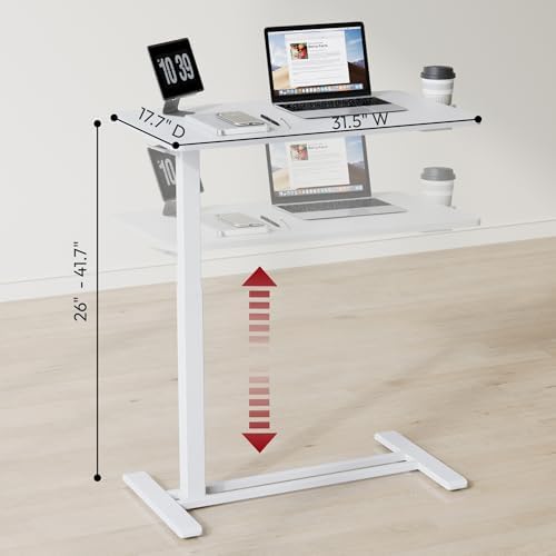 SANODESK 32'' Mobile Standing Desk with Hidden Wheels,Pneumatic Laptop Desk - Image 2