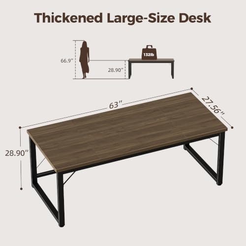 Mericonia 63x28 Inch Computer Desk, 1" Thick Heavy Duty Office Table - Image 2