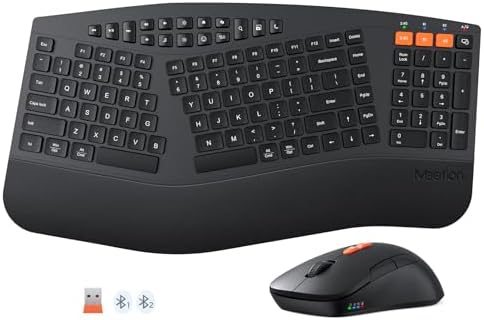 MEETION Ergonomic Split Keyboard and Mouse Combo, Bluetooth Wireless by MEETION