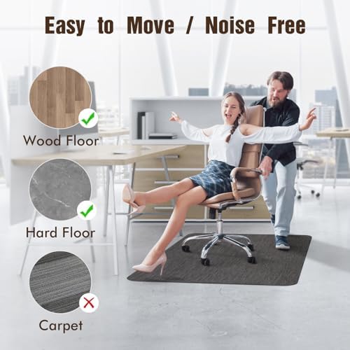 Blvornl Office Chair Mat for Hardwood Floor, Computer Chair Mat, 45"x 53" | Black, Waterproof, easy to clean, suitable for hardwood, laminate, Rattan Woven Pattern, Durable Solid PVC Material - Image 3