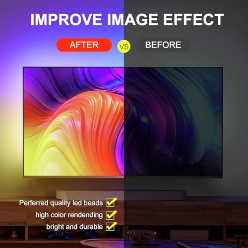 TV LED Strip, 3.28ft Smart RGB LED Lights for 24-32 Inch TVs, Music Sync Bluetooth App & Remote Control, USB-Powered for Gaming, Bedroom, PC, Home Theater - Image 4