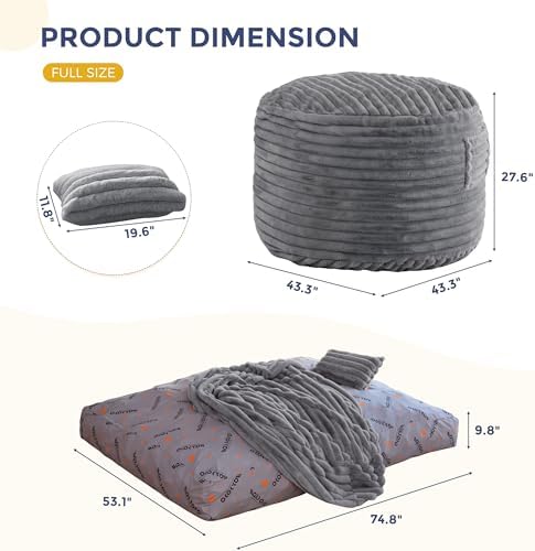 MAXYOYO Bean Bag Chair, Giant Bean Bag Chair for Adults with Pillow - Image 2