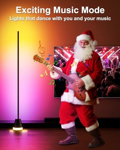 Keepsmile Smart RGB LED Corner Floor Lamp,Bright Tall Standing Lamps with APP and Remote,Modern Floor Lamp with Music Sync and 16 Million Colors, Ambient Lighting for Living Room Matte Black 2 Pack - Image 3