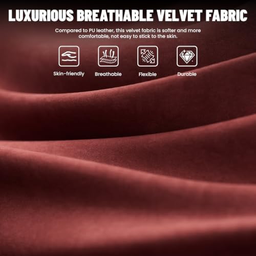 Ferghana Ergonomic Velvet Gaming Chair with Massage, Footrest & Reclining High Back, Racing Style Computer Desk Chair for Adults, Home Office Use, Red - Image 6