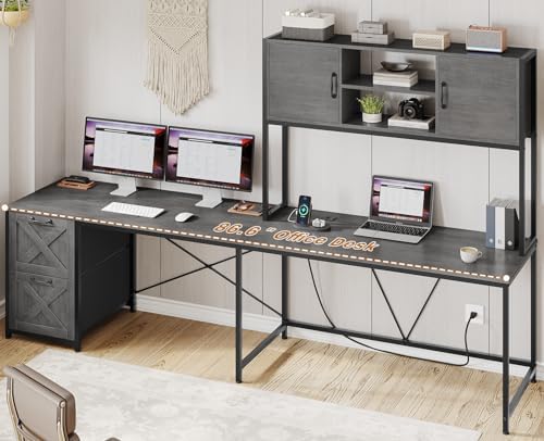 SEDETA Reversible L Shaped Gaming Desk with Drawers, LED Lights, - Image 3
