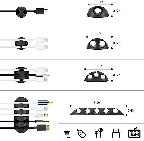 Cable Management Organizer Kit 2 Cable Sleeve Split with 41Self Adhesive Cable Clips Holder, 10pcs and 2 Roll Self Adhesive tie and 100 Fastening Cable Ties for TV Office Home Electronics etc - Image 6