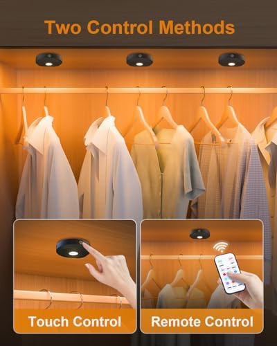 WILLED Under Cabinet Lighting Wireless,RGB Rechargeable Puck Lights with Remote Control,Battery Touch Tap Light with Timer Function,Stick On LED Lights for Kitchen,Cabinet,Counter,Closet,Shelf,6 Pack - Image 6