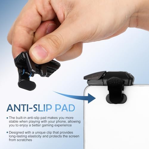 Gadpiparty Mobile Gaming Triggers 1 Pair Mobile Phone Game Controllers with 3 Pairs Finger Sleeves High-Sensitivity Clip-on Buttons for Most Smartphones Stable Anti-Slip Grip - Image 7