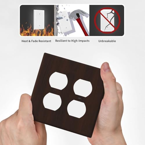 Decorative Switch Plate Covers Rustic Vintage Dark Brown Wood Grain 2-Gang Duplex Light Switch Covers Gfci Wall Plate Electrical Receptacle Switchplate Plug Faceplate for Farmhouse Decor - Image 6